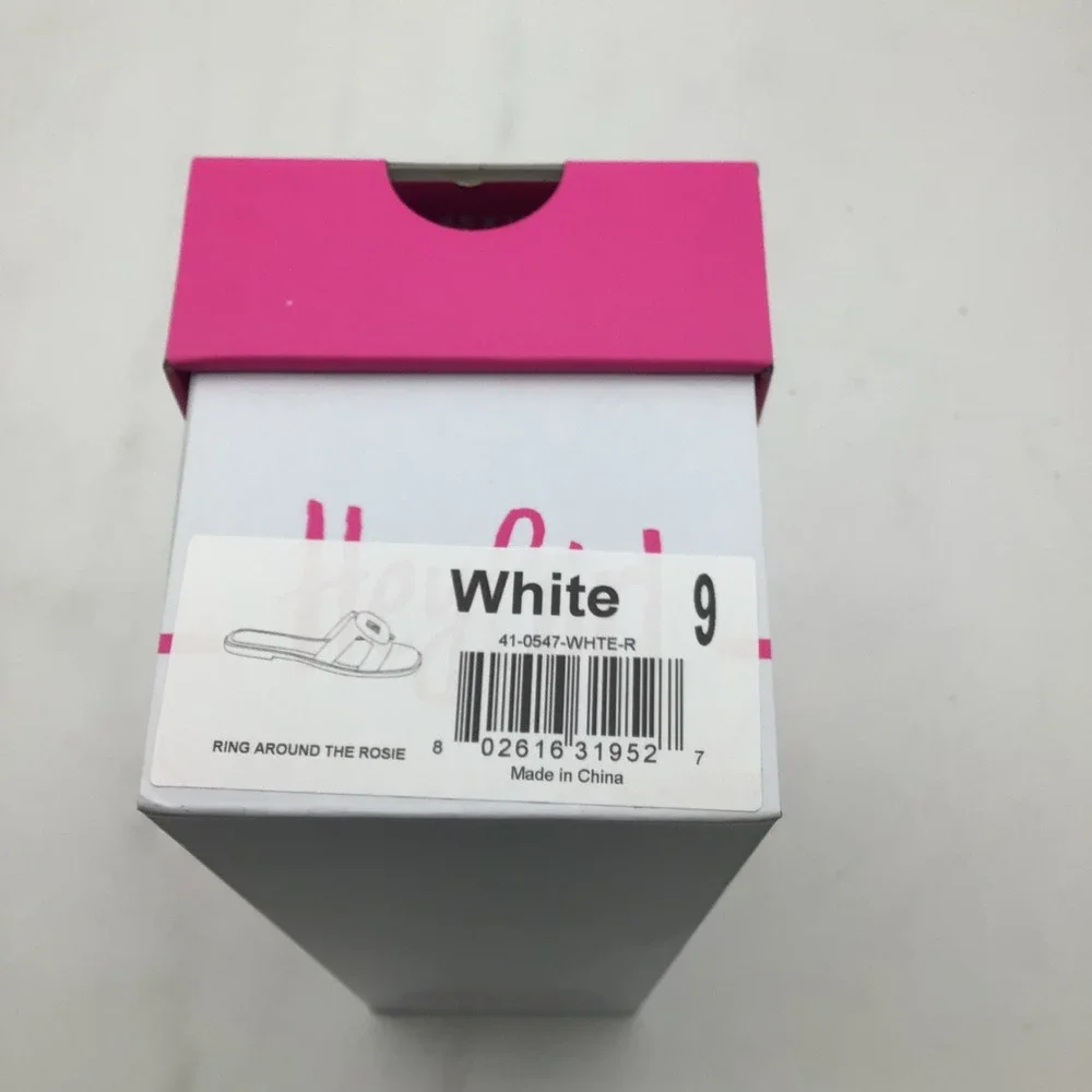 Hey Girl by Corkys Ring Around The Rosie White Slide Sandals Womens Size 9 NEW